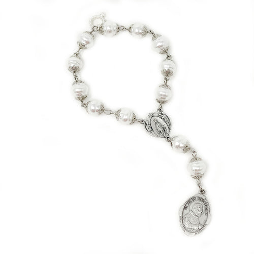 Pearl Decade Rosary Chaplet with Padre Pio