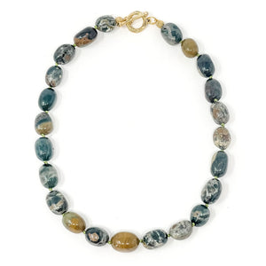 16" River Rock Jasper Hand-Tied Necklace - Curated Collection