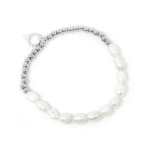 Non-Tarnish Waterproof Pearl Row Silver Hematite