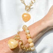 Heart & Soul Honeysuckle Agate Heart with Circle Loop Bracelet