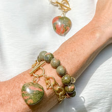 Heart & Soul Unakite Heart with Circle Loop Bracelet