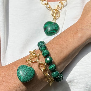 Heart & Soul Malachite Agate Heart with Circle Loop Bracelet