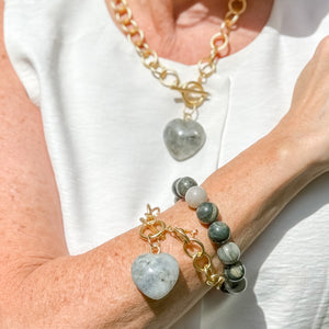 Heart & Soul Labradorite Heart with Circle Loop Toggle Necklace