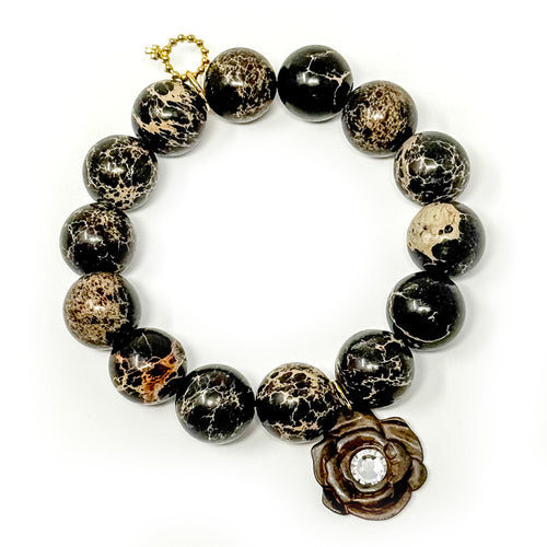 Black Sediment Jasper with Bronze Crystal Rose