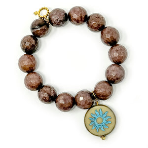 Faceted Hot Cocoa Jasper with Venetian Glass Sun