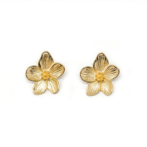 Non-Tarnish Matte Gold Spring Flower Earrings