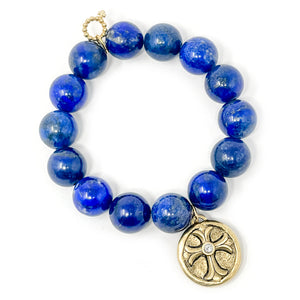 Lapis with Gold Crystal Cross