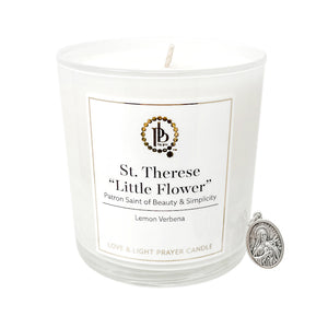 Love & Light Prayer Candle - St. Theresa " Little Flower"