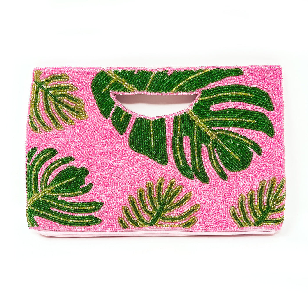 Pretty Pink Palm Clutch