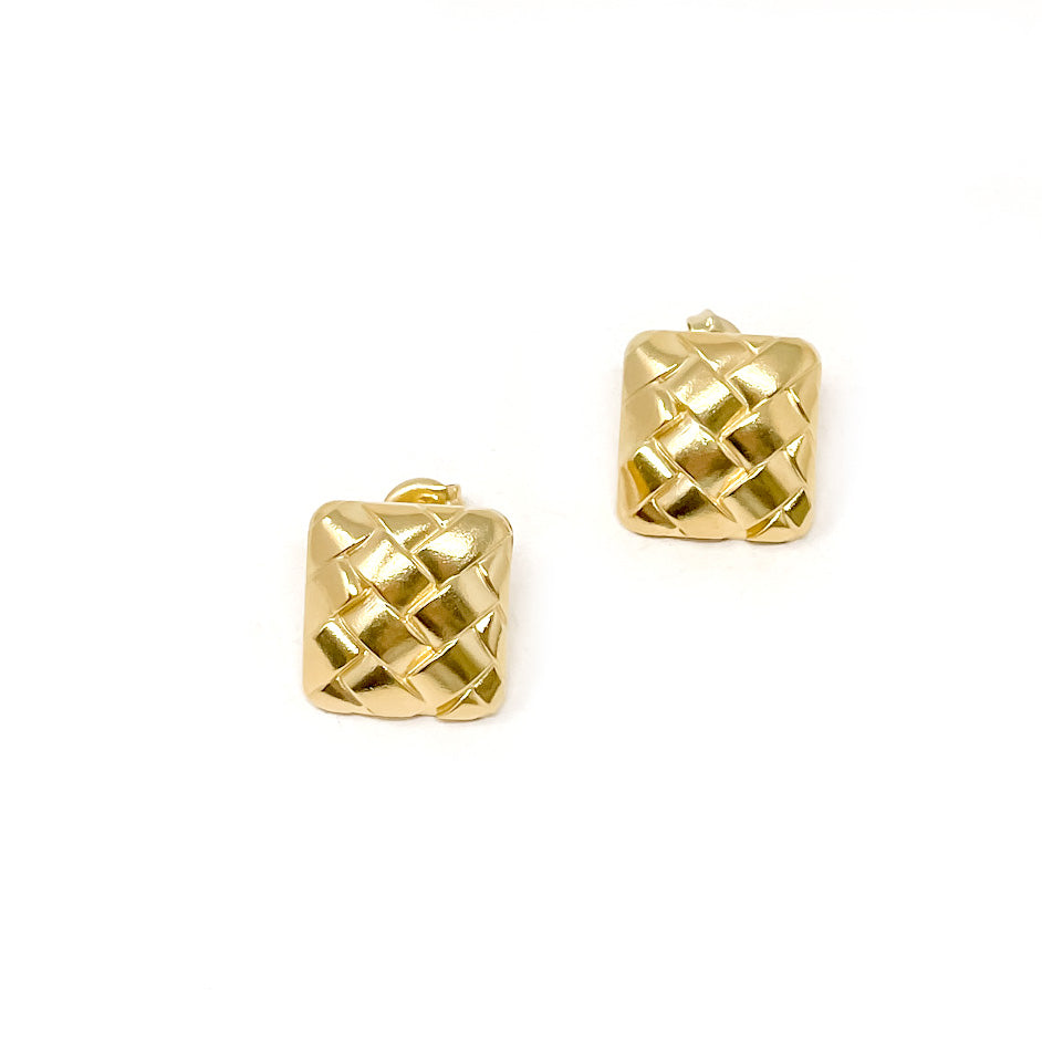 Non-Tarnish Woven Square Earrings