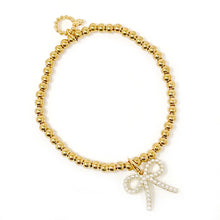 4mm Water Resistant Gold Hematite with Petite Pearl Bow