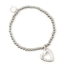 4mm Water Resistant Silver Hematite with Silver Open Heart