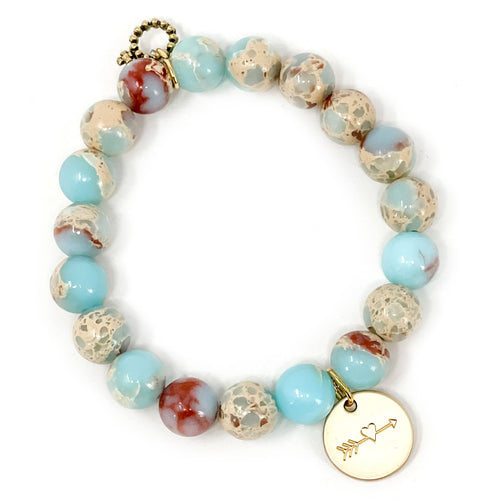 10mm Aqua Terra Jasper with Matte Gold always with you medal
