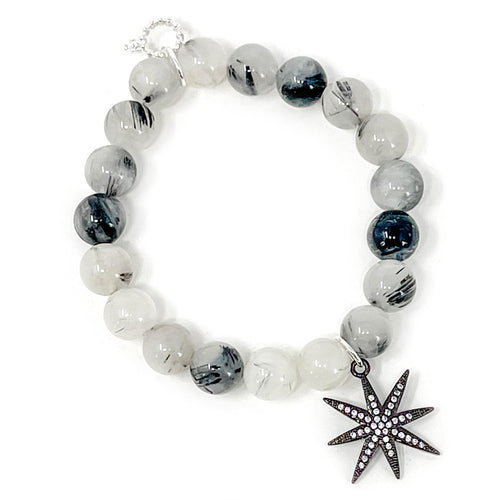 10mm Grey Owl Quartz paired with a Gunmetal Pave Star