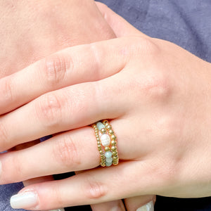 Amazonite and Pearl Hematite Triple Ring Stack
