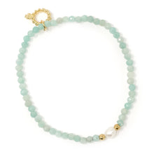 4mm Faceted Amazonite with Hematite and Pearl