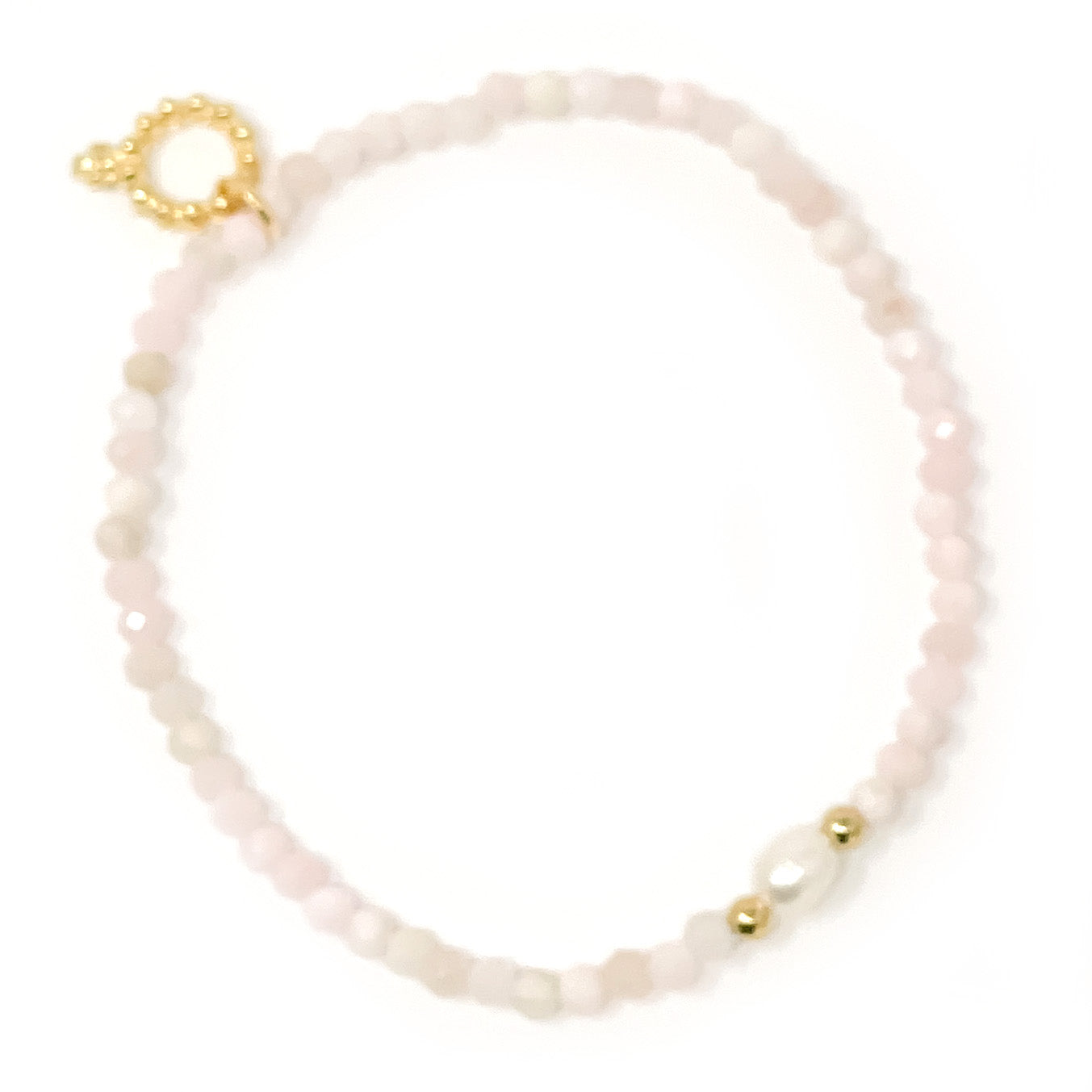 4mm Faceted Rose Quartz with Hematite and Pearl