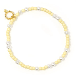 3mm Butter Yellow Agate with Pearls and Hematite