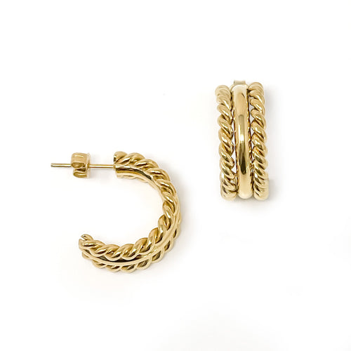 Non-Tarnish Gold Braided Hoops