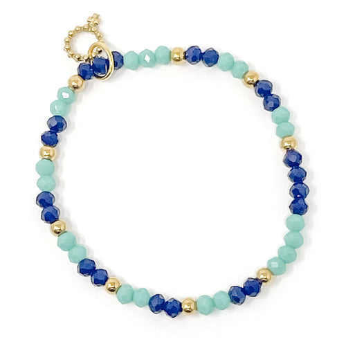 4mm Navy and Light Blue Agate with Hematite