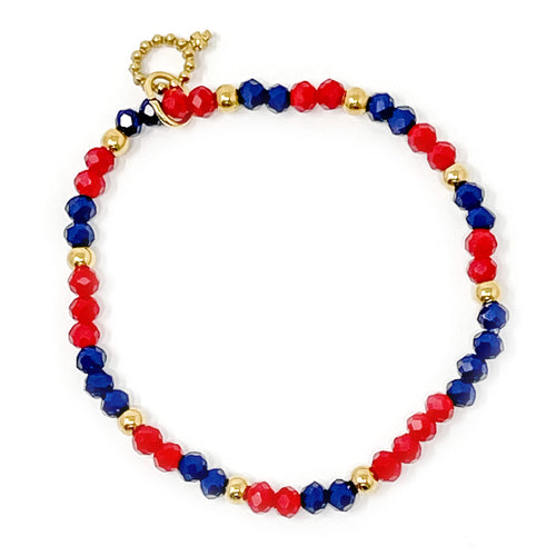 4mm Red and Blue Agate with Gold Hematite