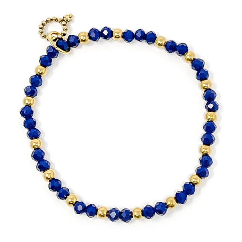 4mm Navy Agate with Gold Hematite