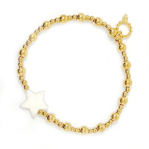 4mm & 2mm Mixed Gold Hematite with Mother of Pearl Star