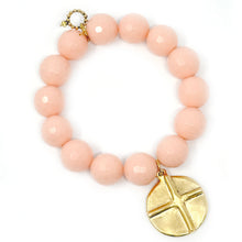 Faceted Sherbet Agate with Gold Cross and Heart