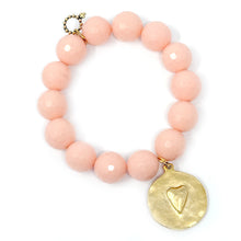 Faceted Sherbet Agate with Gold Cross and Heart