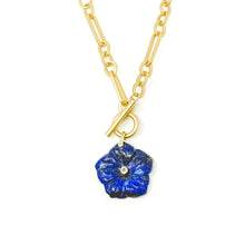 Heirloom Modern Paperclip Necklace with Lapis Bloom