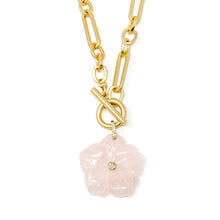 Heirloom Modern Paperclip Necklace with Rose Quartz Bloom