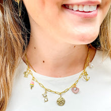 18" Matte Gold Paperclip Charms of Summer Necklace