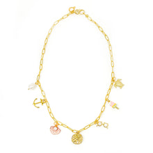 18" Matte Gold Paperclip Charms of Summer Necklace
