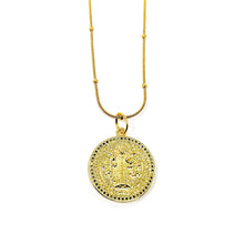 18" Gold Beaded Station Chain with Aqua Blue St. Benedict