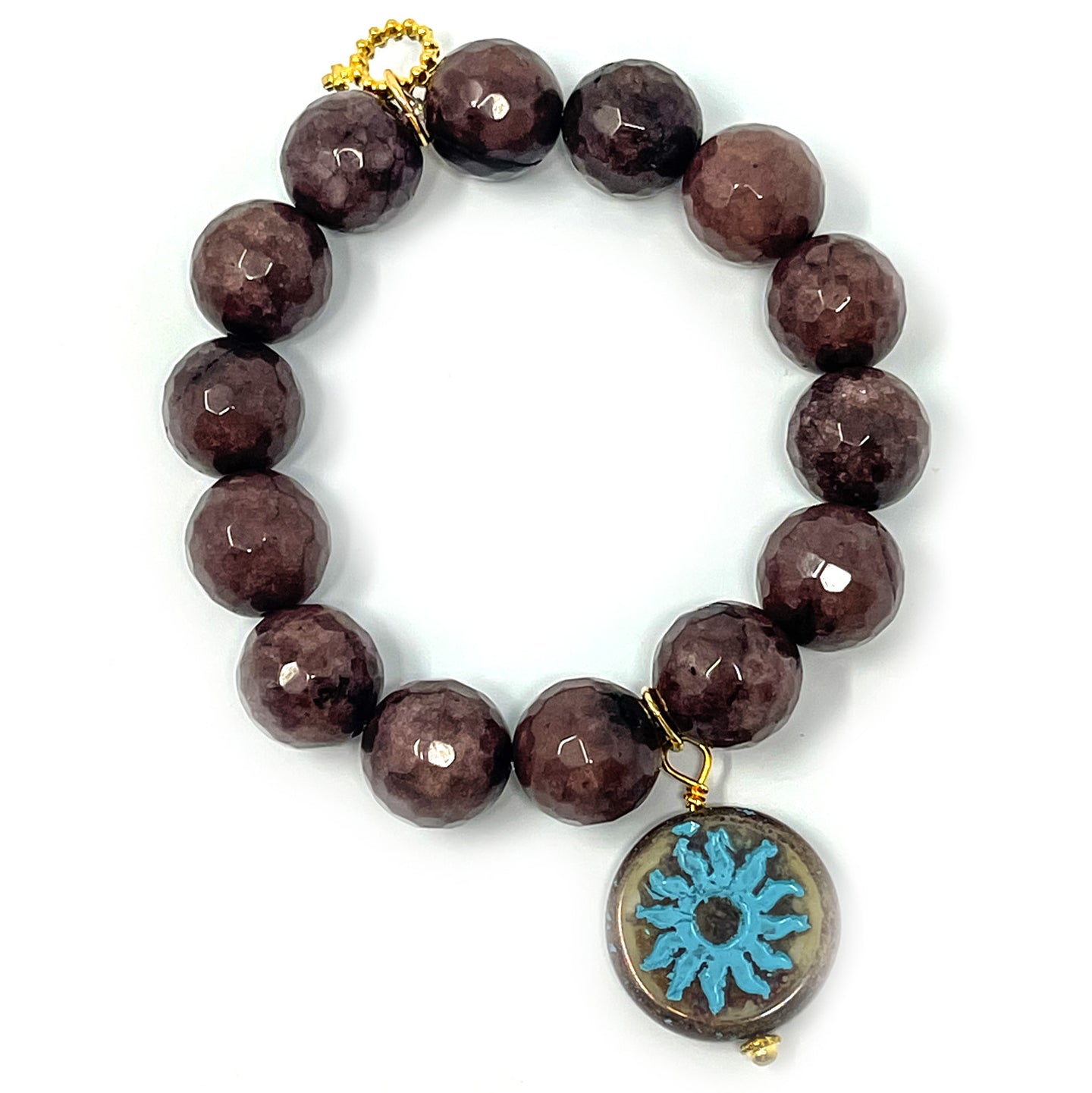 Faceted Hot Cocoa Jasper with Venetian Glass Sun