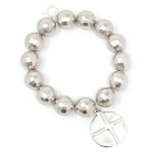 Faceted Mother of Pearl with Silver Cross and Heart