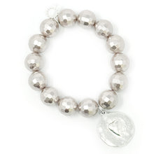 Faceted Mother of Pearl with Silver Cross and Heart