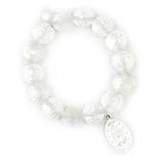 Faceted Clear Quartz with Blue Enameled Blessed Mother