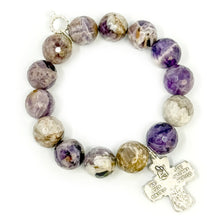 Faceted Amethyst Agate with Silver Classic 5-Way Cross