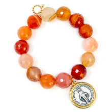 Faceted Bermuda Agate with Two Toned Blessed Mother