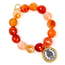 Faceted Bermuda Agate with Two Toned Blessed Mother