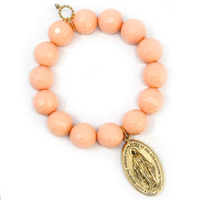 Faceted Sherbet Agate with Large Gold Blessed Mother
