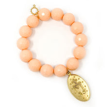 Faceted Sherbet Agate with Large Gold Blessed Mother