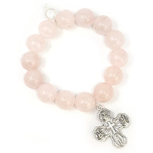 Rose Quartz with Silver 5-Way Cross