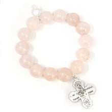 Rose Quartz with Silver 5-Way Cross