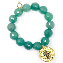 Faceted Aventurine with Gold Faith Cross