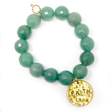 Faceted Aventurine with Gold Faith Cross