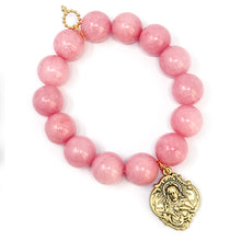 Bubblegum Jade with Gold Sacred Heart and St. Therese