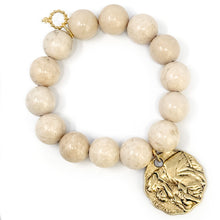 Cream Coral with Gold Scalloped St. Anthony