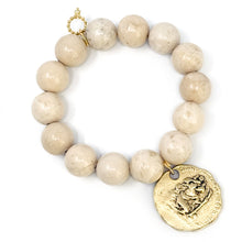 Cream Coral with Gold Scalloped St. Anthony